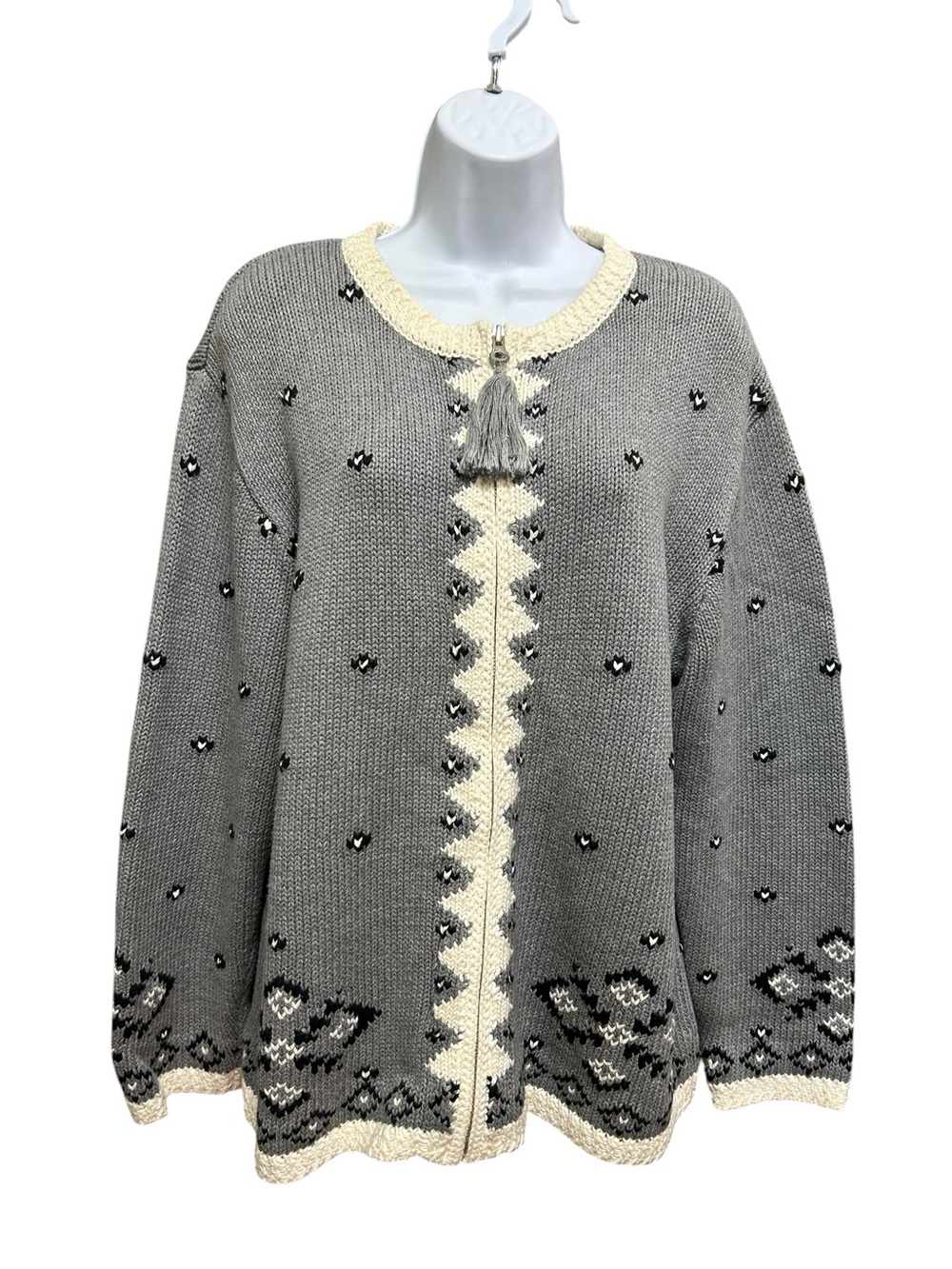 Vintage Northern Reflections Gray Nordic Style Cotton Cardigan Size L